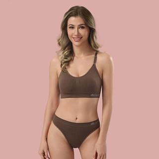 Z&D Lingerie Conjunto Top Texturizado Sem Aro Com Bojo, Alça removível e Calcinha Tanga 22128