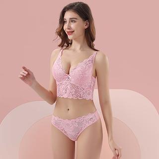 Lingerie Conjunto Costas Largas Estilo Cropped Com Aro Com Bojo e Renda Calcinha Fio Dental 6931
