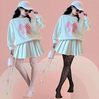 Meia Calça Arrastão Infancil Com Estampa Coração LZ002