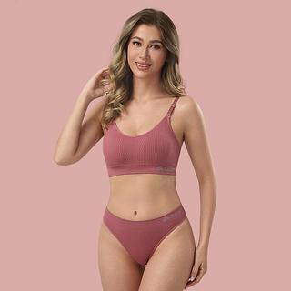 Z&D Lingerie Conjunto Sutiã Texturizado Sem Aro Com Bojo Alça Removível e Calcinha Fio 22127