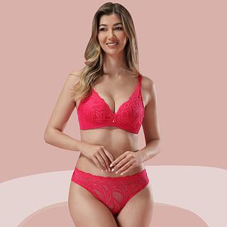 Z&D LIngerie Conjunto Sem Aro Com Renda e Bojo Calcinha Fio